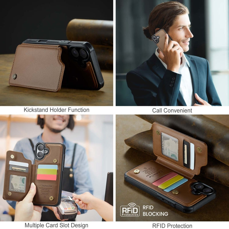 For iPhone 16 Plus CaseMe C22 Card Slots Holder RFID Anti-theft Phone Case