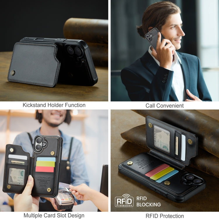 For iPhone 16 Plus CaseMe C22 Card Slots Holder RFID Anti-theft Phone Case