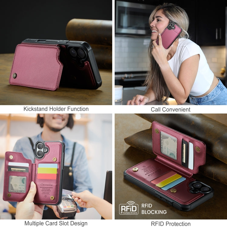 For iPhone 16 Plus CaseMe C22 Card Slots Holder RFID Anti-theft Phone Case