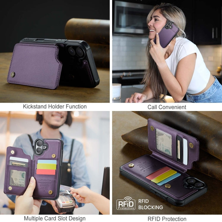 For iPhone 16 Plus CaseMe C22 Card Slots Holder RFID Anti-theft Phone Case