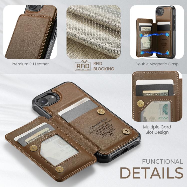 For iPhone 17e / 16e CaseMe C22 Card Slots Holder RFID Anti-theft Phone Case