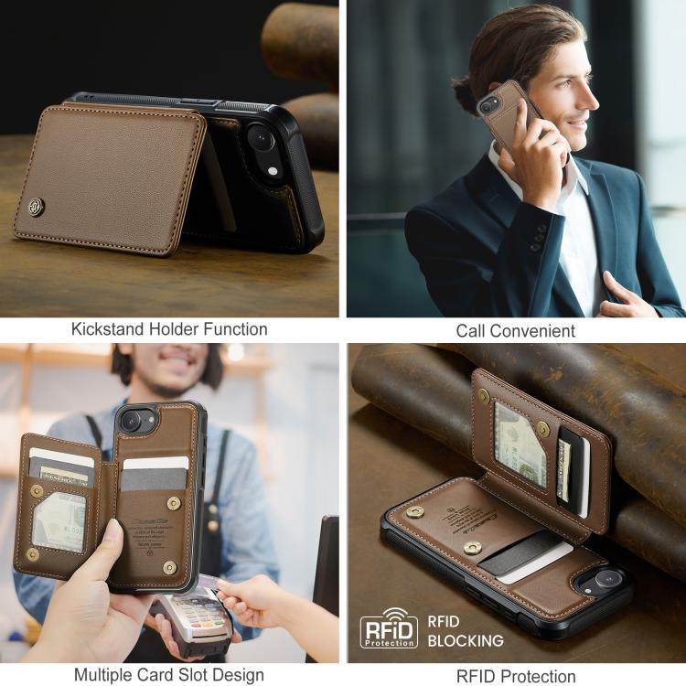 For iPhone 17e / 16e CaseMe C22 Card Slots Holder RFID Anti-theft Phone Case