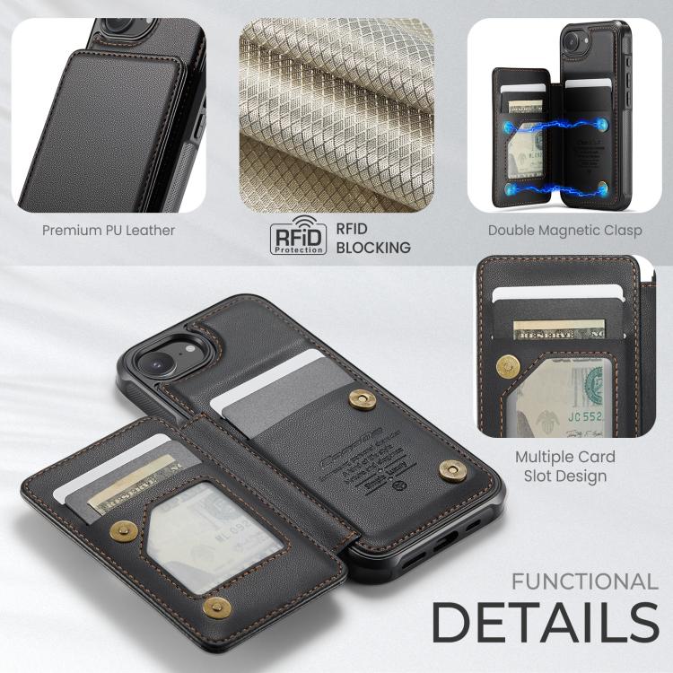 For iPhone 17e / 16e CaseMe C22 Card Slots Holder RFID Anti-theft Phone Case