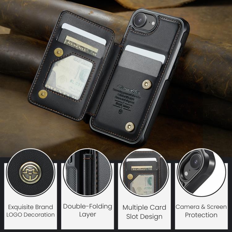 For iPhone 17e / 16e CaseMe C22 Card Slots Holder RFID Anti-theft Phone Case