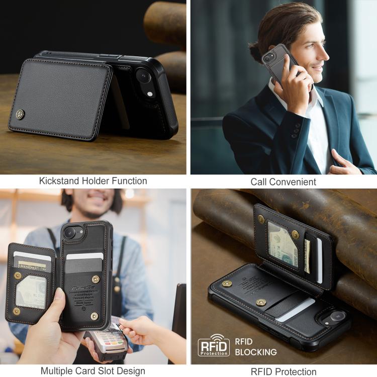 For iPhone 17e / 16e CaseMe C22 Card Slots Holder RFID Anti-theft Phone Case