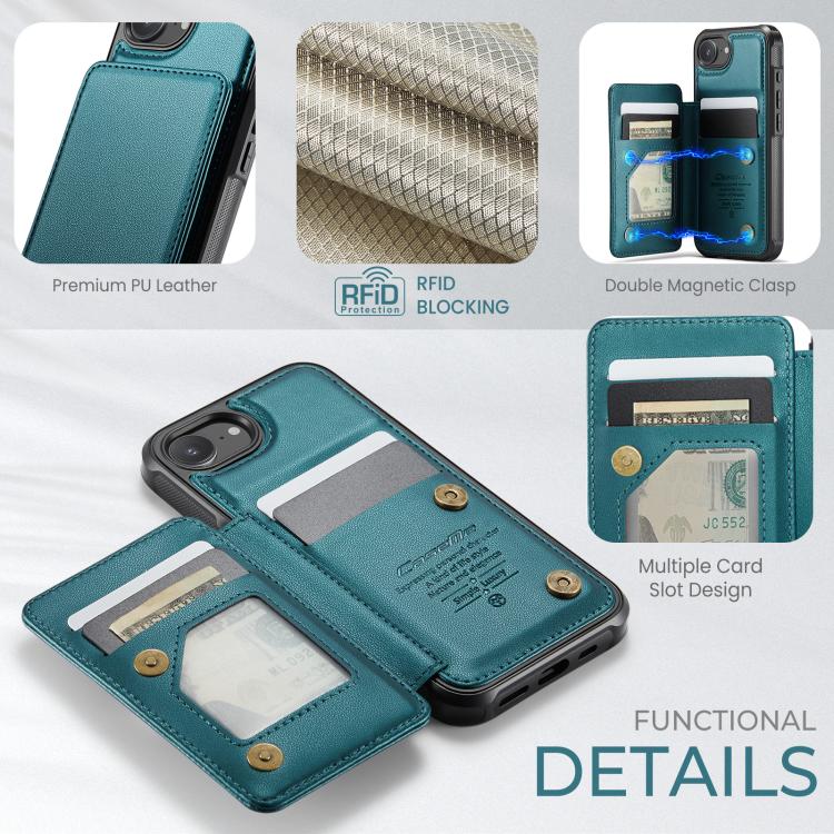 For iPhone 17e / 16e CaseMe C22 Card Slots Holder RFID Anti-theft Phone Case