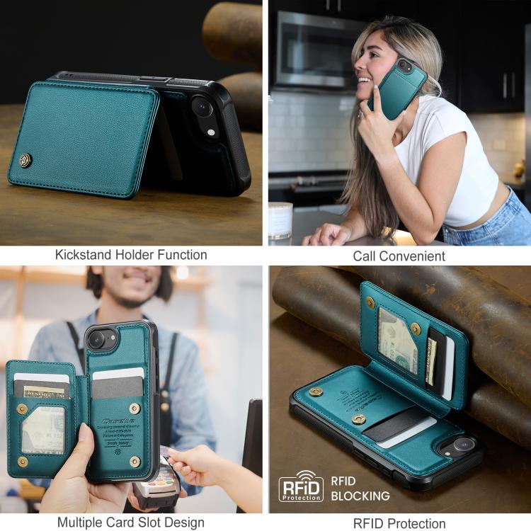 For iPhone 17e / 16e CaseMe C22 Card Slots Holder RFID Anti-theft Phone Case