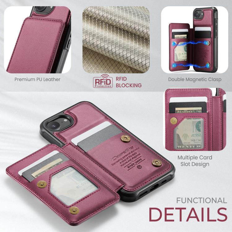 For iPhone 17e / 16e CaseMe C22 Card Slots Holder RFID Anti-theft Phone Case