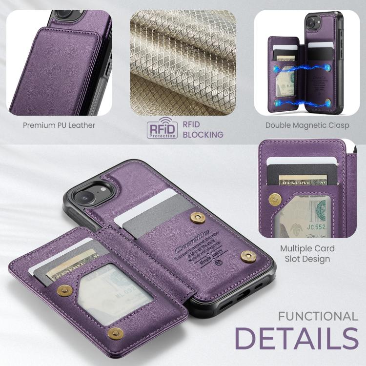 For iPhone 17e / 16e CaseMe C22 Card Slots Holder RFID Anti-theft Phone Case