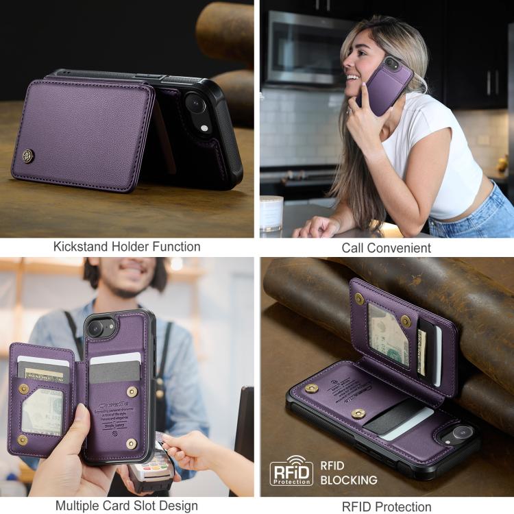 For iPhone 17e / 16e CaseMe C22 Card Slots Holder RFID Anti-theft Phone Case