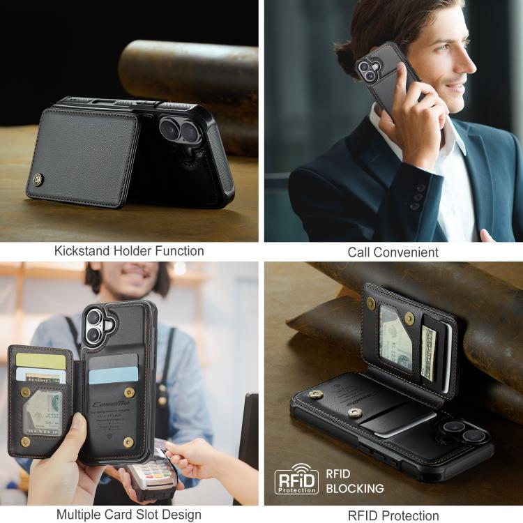 For iPhone 17 CaseMe C22 Card Slots Holder RFID Anti-theft Phone Case