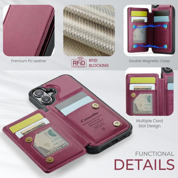 For iPhone 17 CaseMe C22 Card Slots Holder RFID Anti-theft Phone Case