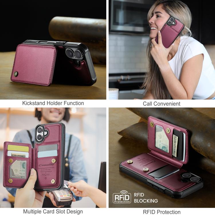 For iPhone 17 CaseMe C22 Card Slots Holder RFID Anti-theft Phone Case