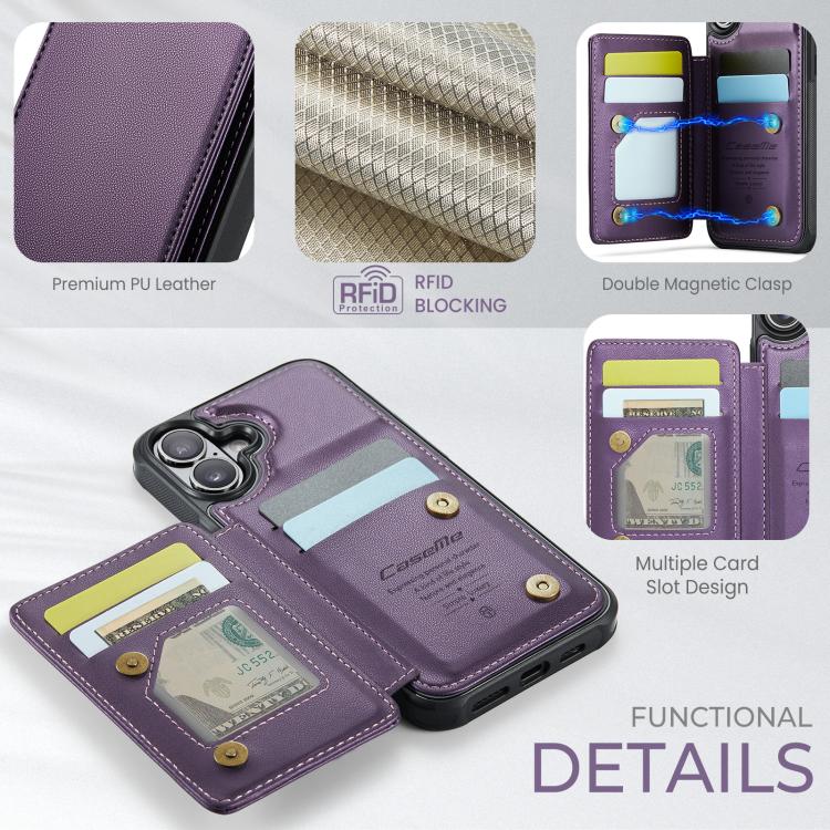 For iPhone 17 CaseMe C22 Card Slots Holder RFID Anti-theft Phone Case