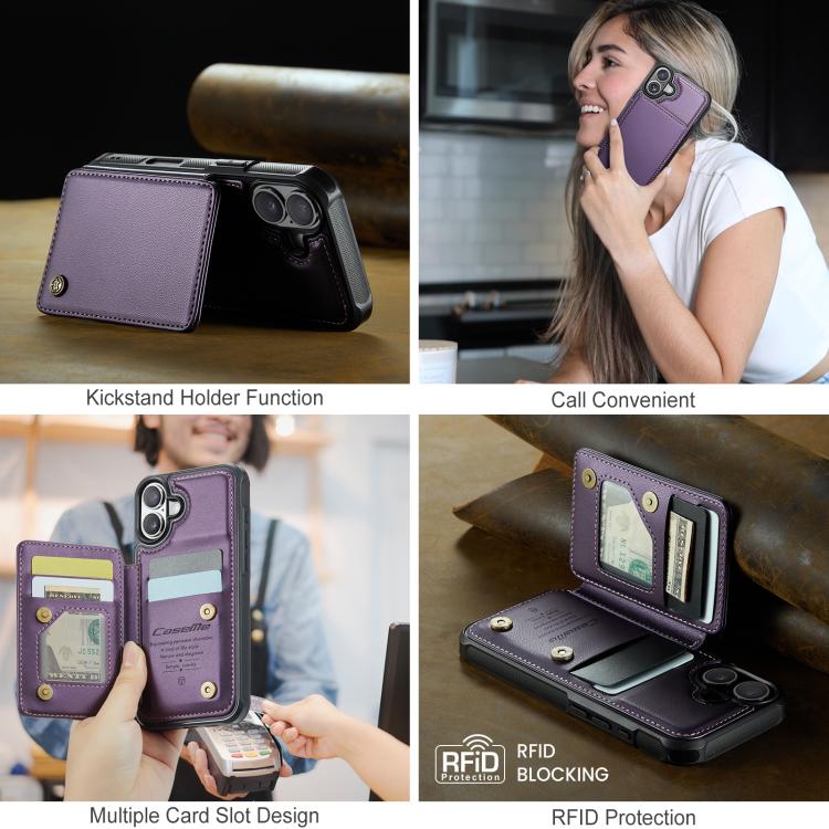 For iPhone 17 CaseMe C22 Card Slots Holder RFID Anti-theft Phone Case
