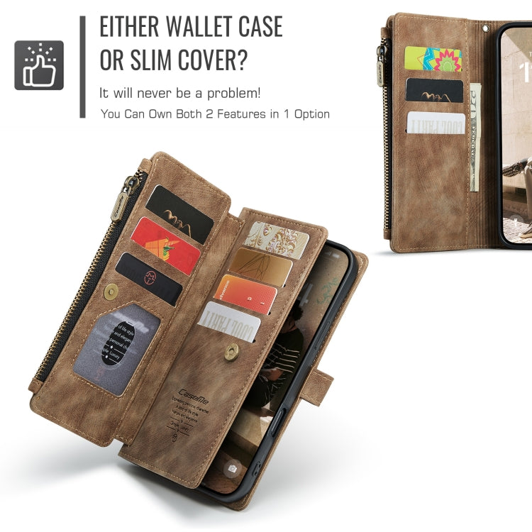 For iPhone 16 Plus CaseMe C30 Card Slots Zipper Wallet Leather Phone Case