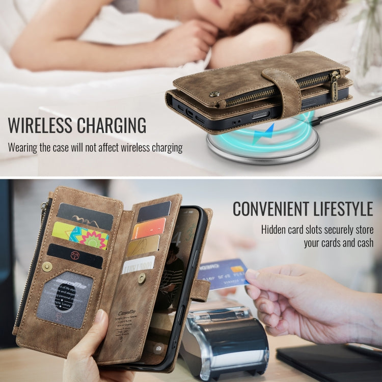 For iPhone 16 Plus CaseMe C30 Card Slots Zipper Wallet Leather Phone Case