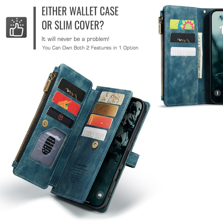 For iPhone 16 Plus CaseMe C30 Card Slots Zipper Wallet Leather Phone Case