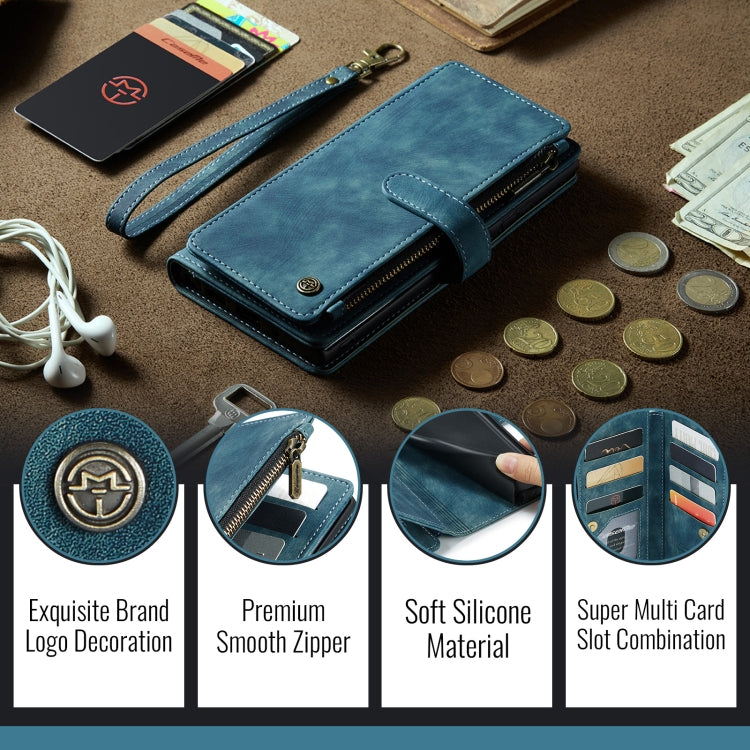 For iPhone 16 Plus CaseMe C30 Card Slots Zipper Wallet Leather Phone Case
