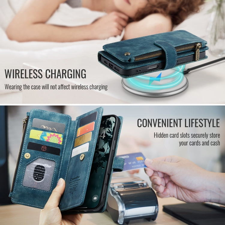 For iPhone 16 Plus CaseMe C30 Card Slots Zipper Wallet Leather Phone Case