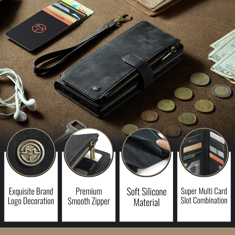 For iPhone 16 Plus CaseMe C30 Card Slots Zipper Wallet Leather Phone Case