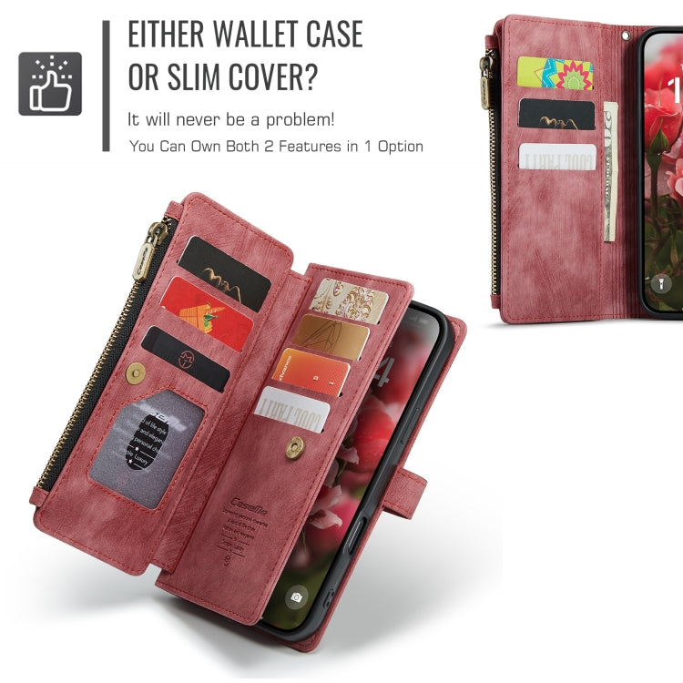 For iPhone 16 Plus CaseMe C30 Card Slots Zipper Wallet Leather Phone Case