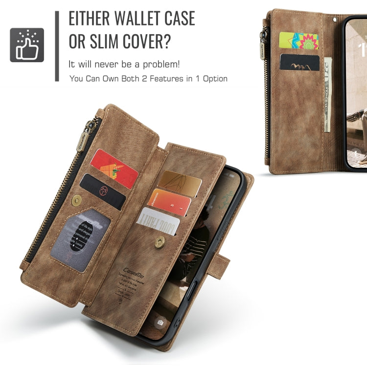 For iPhone 16 CaseMe C30 Card Slots Zipper Wallet Leather Phone Case
