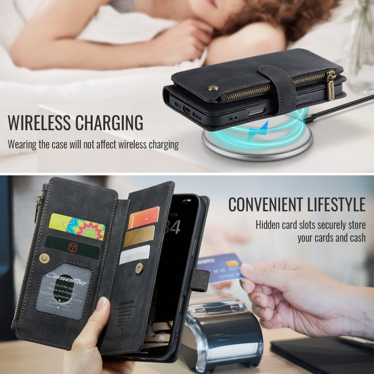For iPhone 16 CaseMe C30 Card Slots Zipper Wallet Leather Phone Case
