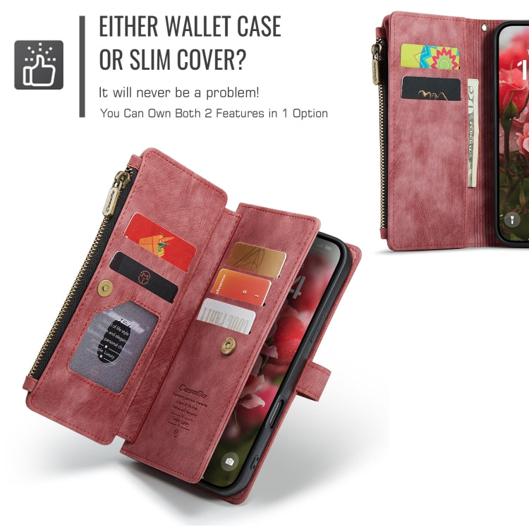 For iPhone 16 CaseMe C30 Card Slots Zipper Wallet Leather Phone Case