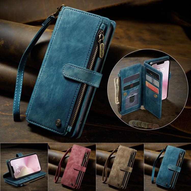 For iPhone 17e / 16e CaseMe C30 Card Slots Zipper Wallet Leather Phone Case