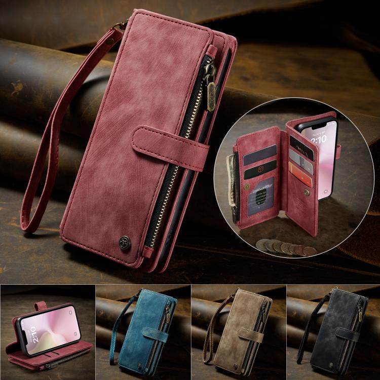 For iPhone 17e / 16e CaseMe C30 Card Slots Zipper Wallet Leather Phone Case