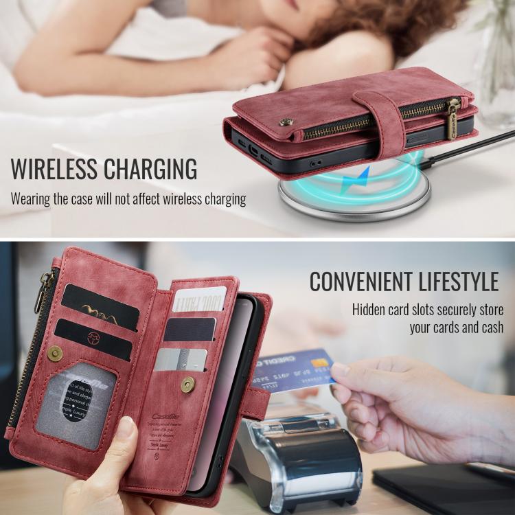 For iPhone 17e / 16e CaseMe C30 Card Slots Zipper Wallet Leather Phone Case