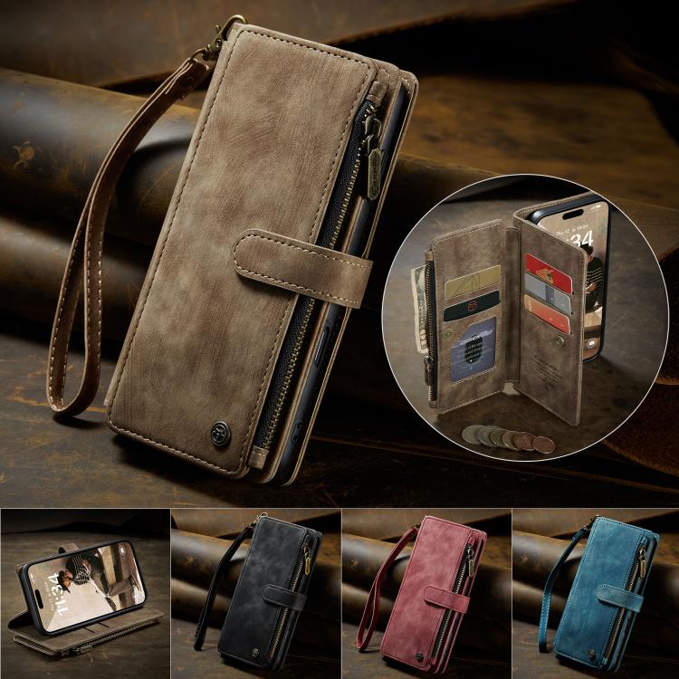 For iPhone 17 CaseMe C30 Card Slots Zipper Wallet Leather Phone Case