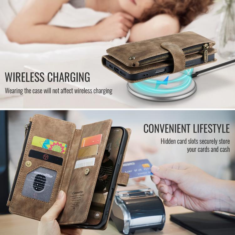 For iPhone 17 CaseMe C30 Card Slots Zipper Wallet Leather Phone Case