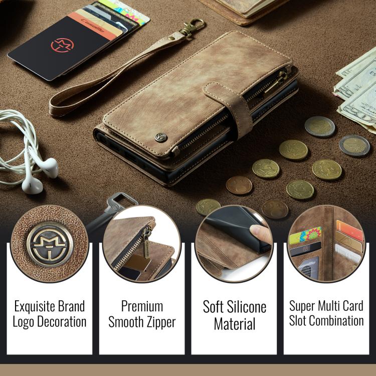 For iPhone 17 CaseMe C30 Card Slots Zipper Wallet Leather Phone Case