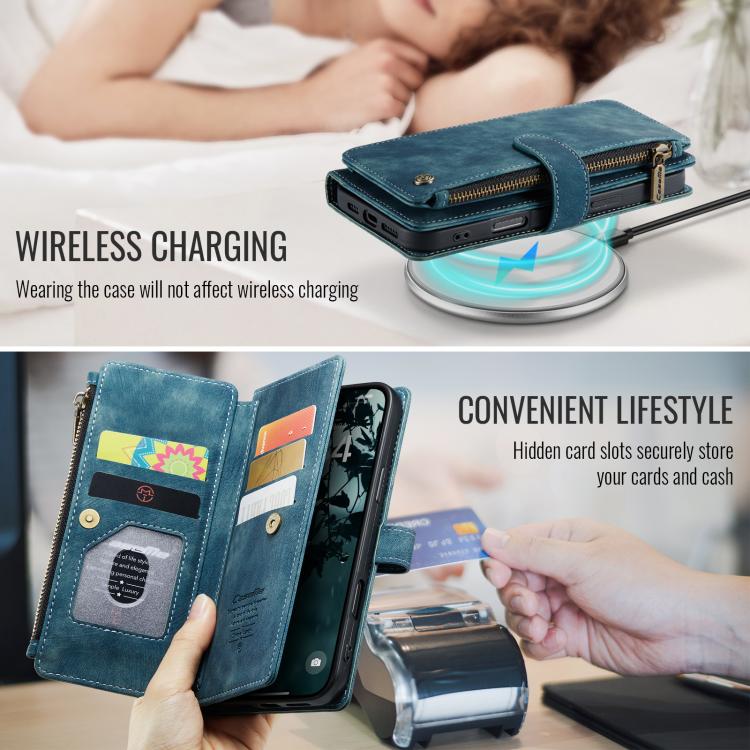 For iPhone 17 CaseMe C30 Card Slots Zipper Wallet Leather Phone Case