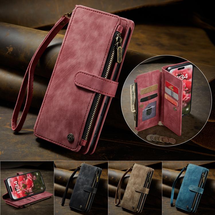 For iPhone 17 CaseMe C30 Card Slots Zipper Wallet Leather Phone Case