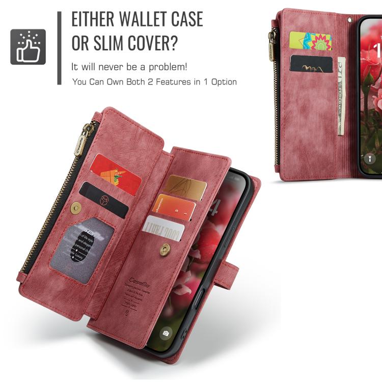 For iPhone 17 CaseMe C30 Card Slots Zipper Wallet Leather Phone Case