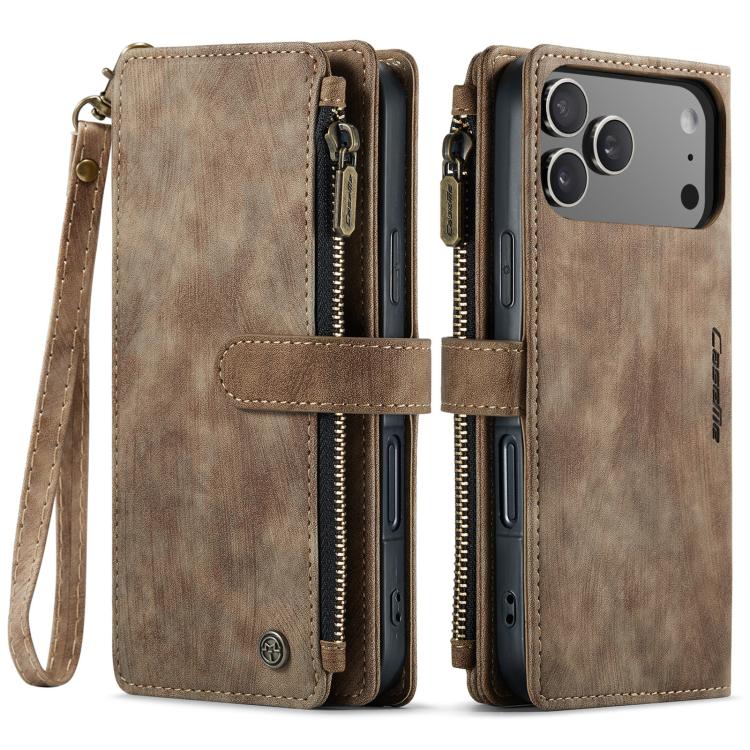 For iPhone 17 Pro CaseMe C30 Card Slots Zipper Wallet Leather Phone Case