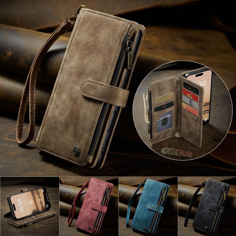 For iPhone 17 Pro CaseMe C30 Card Slots Zipper Wallet Leather Phone Case