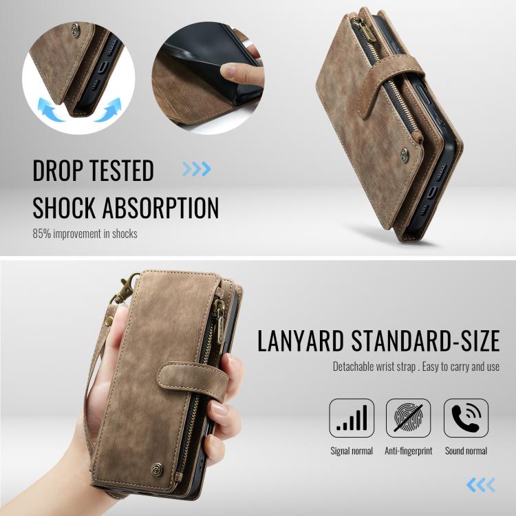 For iPhone 17 Pro CaseMe C30 Card Slots Zipper Wallet Leather Phone Case