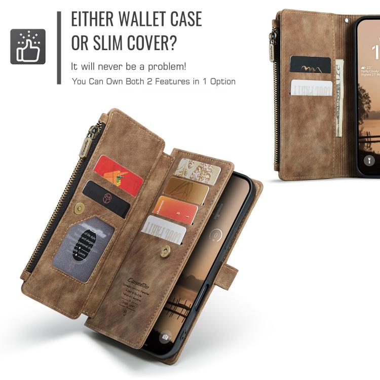 For iPhone 17 Pro CaseMe C30 Card Slots Zipper Wallet Leather Phone Case