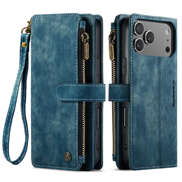 For iPhone 17 Pro CaseMe C30 Card Slots Zipper Wallet Leather Phone Case