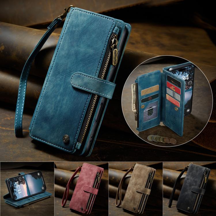 For iPhone 17 Pro CaseMe C30 Card Slots Zipper Wallet Leather Phone Case