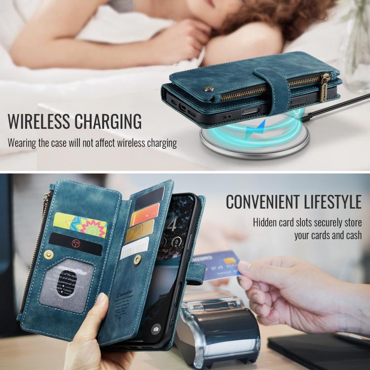 For iPhone 17 Pro CaseMe C30 Card Slots Zipper Wallet Leather Phone Case