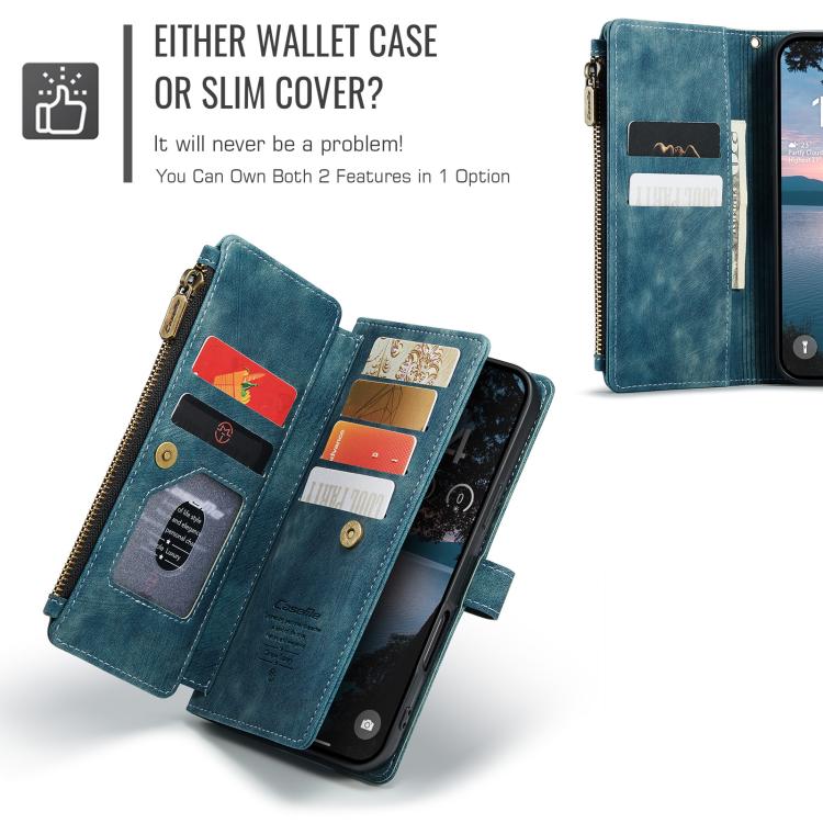 For iPhone 17 Pro CaseMe C30 Card Slots Zipper Wallet Leather Phone Case