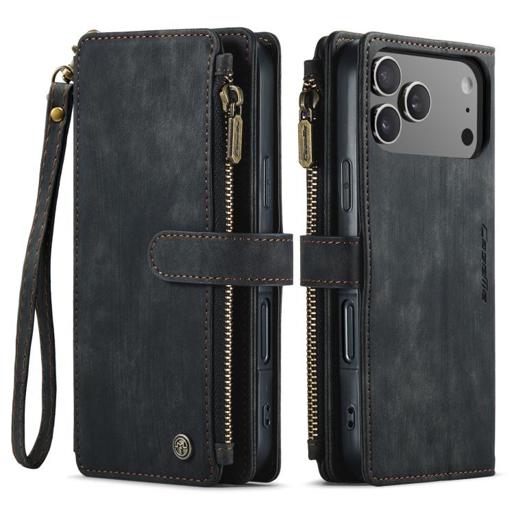 For iPhone 17 Pro CaseMe C30 Card Slots Zipper Wallet Leather Phone Case