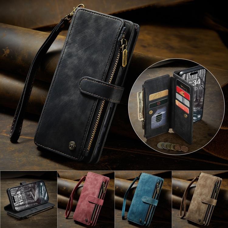 For iPhone 17 Pro CaseMe C30 Card Slots Zipper Wallet Leather Phone Case