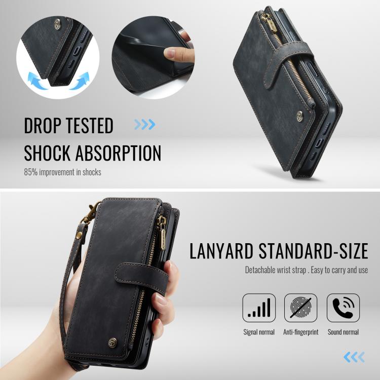 For iPhone 17 Pro CaseMe C30 Card Slots Zipper Wallet Leather Phone Case