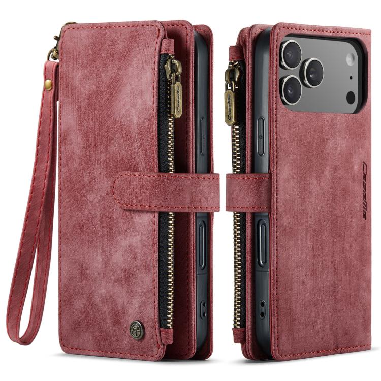 For iPhone 17 Pro CaseMe C30 Card Slots Zipper Wallet Leather Phone Case